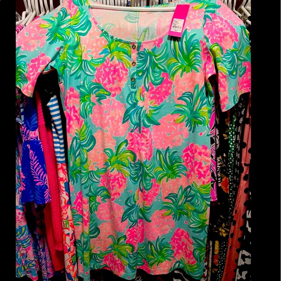 Lilly Pulitzer Dresses & Skirts - NWT Lilly Pulitzer Gavyn Dress Size XL Blue Ibiza Pineapple Shake